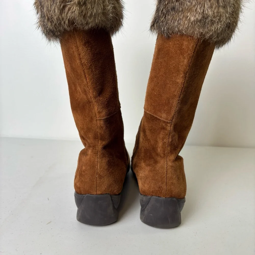 Circa Joan &David Brown Suede Fur-Trimmed Women's Boots